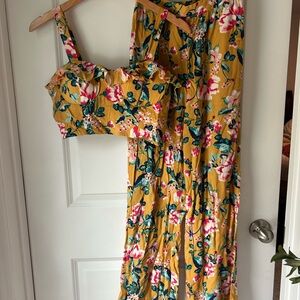 Xhilaration Yellow Floral Two-Piece Set